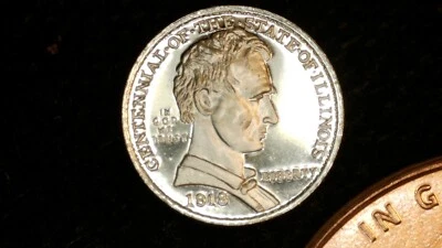 MINIATURE COIN 1918 LINCOLN COMMEMORATIVE HALF PROOF LIKE STERLING SILVER - Image 1 of 2