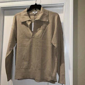 Oat New York Collared V-Neck Pullover Sweater Size XL NWT $106 - Picture 1 of 6