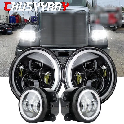 7" LED Headlamp & 4'' Fog Lights DRL Lamp for Freightliner Coronado 2001-2016 - Image 1 of 4