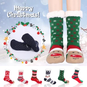 Unisex Weihnachten Winter warm weich Fleece dick rutschfest Slipper Boden Socken Geschenk - Bild 1 von 35