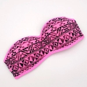 Victoria's Secret PINK Womens Small Lace Bandeau Bra Pink Black Geometric Ladies - Picture 1 of 9