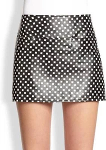 Minifalda Marc Jacobs Negro Blanco Estampado en Bloque Cuero $498 Nueva con Etiquetas 0 - Imagen 1 de 1