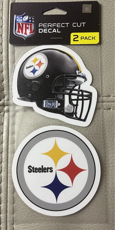 Nuevo paquete de 2 calcomanías de la NFL de corte perfecto de los Pittsburgh Steelers casco y logotipo Foto 1 de 1