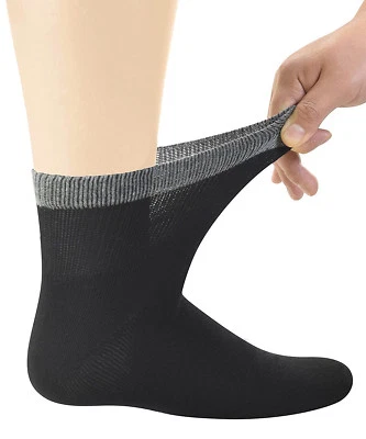 Calcetines tobilleros de bambú para diabéticos con puntera sin costuras negros para hombre, 6 pares talla 10-13 Foto 1 de 4
