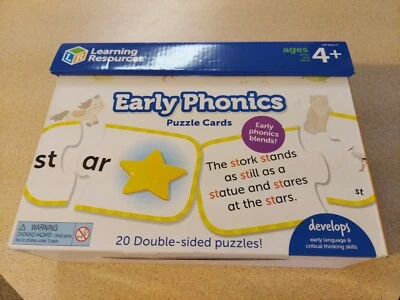 Early Phonics Puzzle Cards Learning Resources 2-Piece Puzzles Set of 20 Ages 4+ - Image 1 of 2