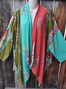 MISSION CANYON ART TO WEAR 51 SHORT KIMONO DUSTER IN NOTHING MATCHES CORAL, OS+! - Picture 1 of 4