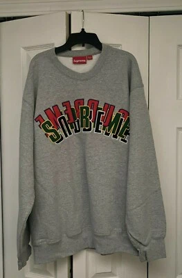 Supreme серый красный желтый зеленый синий черный белый логотип Crewneck толстовка большой - Изображение 1 из 4