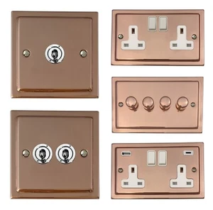 Enchufes TBCW de cobre brillante G&H Trimline, interruptores de luz, atenuadores, palanca - Imagen 1 de 46