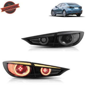 LED Tail lights For 14-18 Mazda 3 AXELA Sedan Smoke Sequential Rear Brake Lamps - Picture 1 of 9
