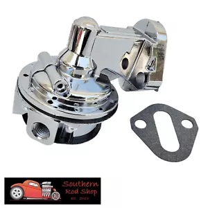 Small Block Chevy Chrome Fuel Pump Mechanical High Volume 80 GPH SBC 305 350 400 - Picture 1 of 7