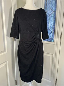NWT SIGNATURE BY ROBBIE BEE Petite 3/4 Sleeve Sheath Dress Black PM - Picture 1 of 13