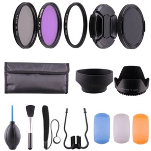55mm UV CPL FLD Filter Set Kit Lens Hood Cap Keeper Cleaning Kit For Canon Nikon - Picture 1 of 8
