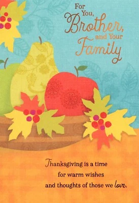 Loving THANKSGIVING Card FOR BROTHER & FAMILY, Fruit Bowl by Hallmark + Envelope - Image 1 of 4