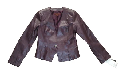 Chaqueta de cuero púrpura Hal Rubenstein para mujer talla S nueva stock antiguo con etiquetas Foto 1 de 4