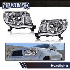 Fit For 2005-2011 Toyota Tacoma Clear/Chrome Headlights Headlamps Left+Right