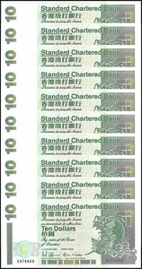 Hong Kong - Standard Chartered Bank 10 Dollars, 1993, P-284a, UNC X 10 PCS - Picture 1 of 2