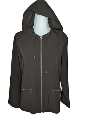 Chaqueta Chico's Zenergy Mujer L Marrón Cremallera Completa Capucha Bolsillo Atletismo Minimalista Foto 1 de 4