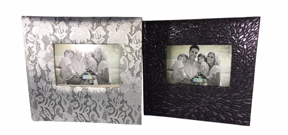 MYX Photo Album 2 Pack 6" x 4" 35 pages Holds 140 Pictures Black Silver Lace - Image 1 of 4