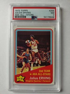 1972 TOPPS BASKETBALL JULIUS ERVING ABA ALL-STARS #255 HOFer PSA 7 "NICE" 🏀 🏀