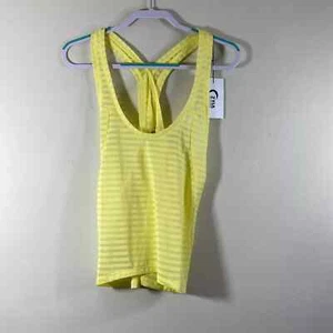 New Zyia Size M Workout Nimbus Tank Split Back Yellow Stripe Gym Fast Free Ship - Picture 1 of 3