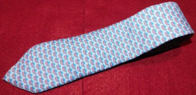 BOY'S VINEYARD VINES MADE IN U.S.A. LIGHT BLUE/PINK/BLUE FISH MOTIF TIE. - Image 1 of 3