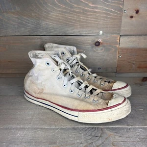Chuck Taylors vintage años 50 Converse etiqueta roja blanco muy usado para hombre talla 9,5 - Imagen 1 de 15