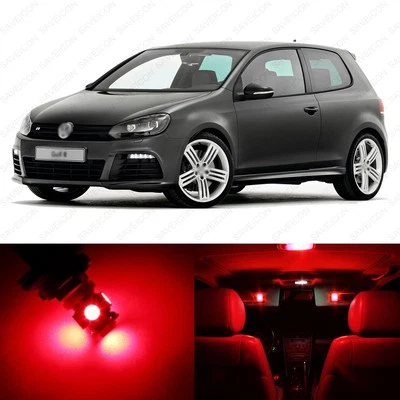 13 x Red LED Interior Light Package For 2010 - 2017 VW Golf GTi Mk6 + PRY TOOL - Image 1 of 4
