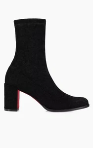 New sz 7 / 37 Christian Louboutin Stretchadoxa Black Strech Saude Boot Shoes - Picture 1 of 13