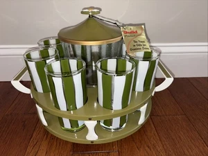 Vintage MCM barware set GREEN WHITE new old stock  - Picture 1 of 10