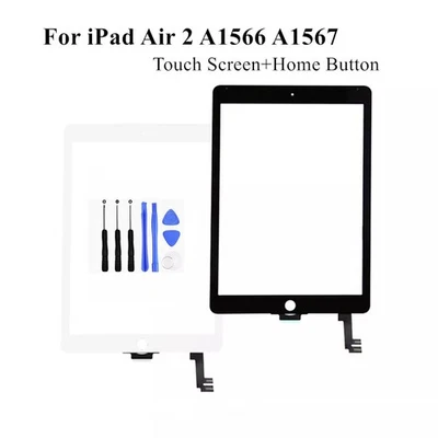 For iPad Air 2 A1566 A1567 Home Button Touch Screen Digitizer Glass Replacement - Image 1 of 4