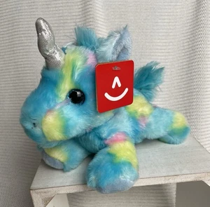 Peluche Aurora Bright Fancies 7" Blueberry Ripple Unicorn blu, rosa, giallo nuovo con etichette - Foto 1 di 9