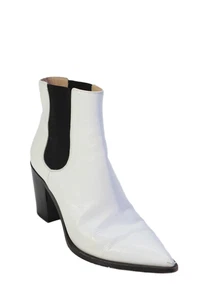 Gianvito Rossi Womens Leather Pointed Toe Ankle Boots Shoes White Size 9.5 - Picture 1 of 6