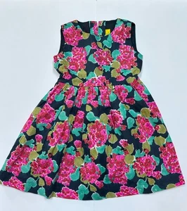 Roller Rabbit Girls Floral Sleeveless Dress Sz 6 Blue with Pink Button - Picture 1 of 11