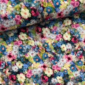 Baumwollstoff Meterware 50 cm Stoff Blumenmalerei Kunstwerk Gemälde mit Blumen - Bild 1 von 7