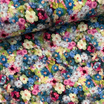 Baumwollstoff Meterware 50 cm Stoff Blumenmalerei Kunstwerk Gemälde mit Blumen - Bild 1 von 4