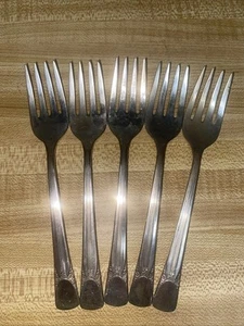Set Of 5 Vintage Embassy Silverplate 1939 Bouquet Pattern Flatware Forks 6” Long - Picture 1 of 5