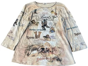 Cactus Boots Women's Size Large 3/4 Long Sleeve Y2K - Picture 1 of 5