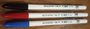 3 seltene Vintage BIC 1980er BUCHHALTER FEINE Kugelschreiber neu aus altem Lagerbestand mit neuen Minen - sie schreiben! - Bild 1 von 8