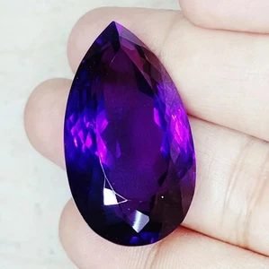 Brazilian Purple Amethyst Pear Shape 98.49 Ct Certified Natural Loose Gemstone - Picture 1 of 6