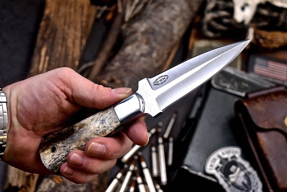 Faca de caça CFK feita à mão AUS 10 personalizada BROWN CAMEL BONE pequena adaga - Imagem 1 de 4