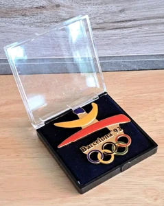 BIG 8cm Olympic Pin Badge  NOC IOC BARSELONA 1992 Limited Edition  Numberplat - Picture 1 of 7