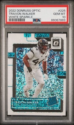 2022 Donruss Optic TRAVON WALKER #225 White Sparkle Rated Rookie PSA 10 - Image 1 of 3