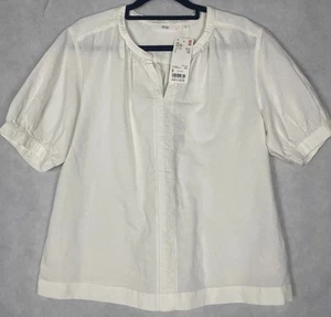 Uniqlo Women’s White Linen Blouse Size Small Short Sleeve Brand New With Tags - Picture 1 of 7
