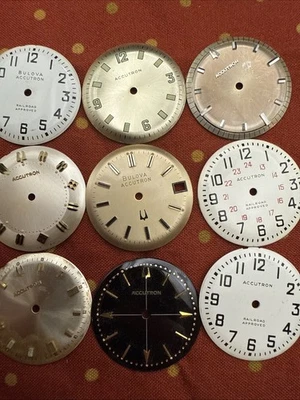 Lot Of 9 Men’s Bulova Accutron Wrist Watch Dials For Repairs 718 - Image 1 of 4