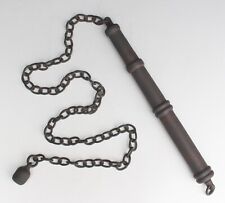 Japanese antique Samurai Ninja Iron tool Long chain and weight Iron Handle