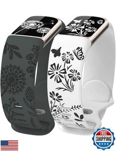 Wearlizer Floral Engraved Band Compatible with Fitbit Charge 6/5 Bands for Wo - Picture 1 of 5