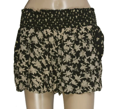 Free People Floral Printed High Waist Bubble Shorts Black Ruffle Summer New S - Image 1 of 4