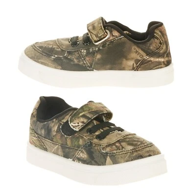 NEW Mossy Oak Sneaker Size 6 7 8 9 10 12  Boys Ethan Green Camo  EASY FASTEN - Image 1 of 4