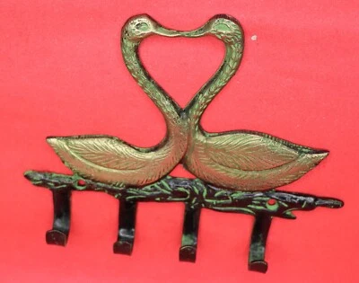 Bird Pair Shape Vintage Style Handmade Brass Towel Key Cloth Wall Hook Hanger - image 1 of 4