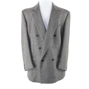 Ermenegildo Zegna Talla 52S? Chaqueta Blazer Negra Gris Doble Pecho 100% Cachemira - Imagen 1 de 11